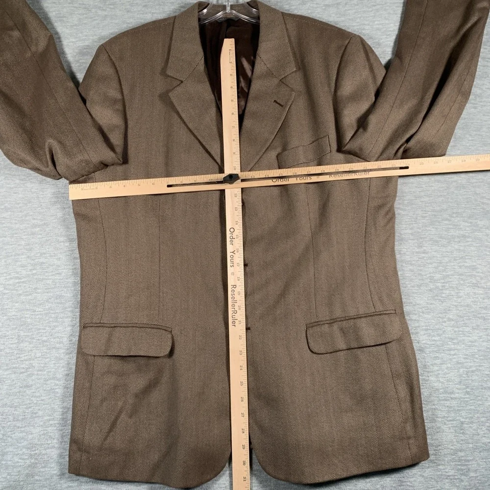 Banana‎ Republic Blazer Mens 46R Brown Herringbone Cotton Wool Sport Coat Italy